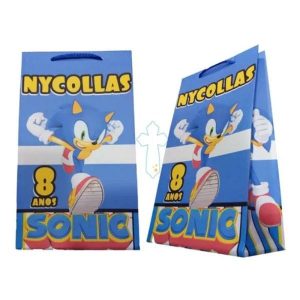 40 Sacolinhas Personalizada Sonic Aniversário Brindes