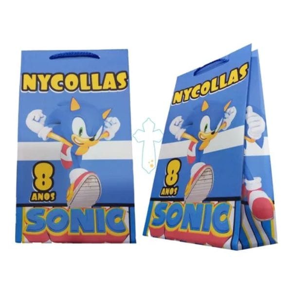 40 Sacolinhas Personalizada Sonic Aniversário Brindes