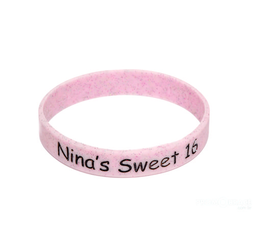 Pulseira de silicone com glitter