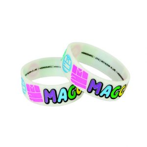 Pulseira de silicone larga com impressão em silkscreen