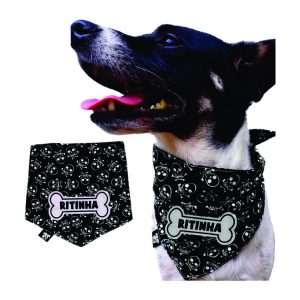 Bandana Com o Nome do Pet - Caveiras