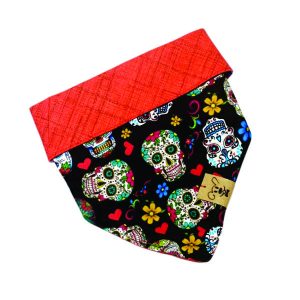 Bandana Dupla Face Caveira Para Pet