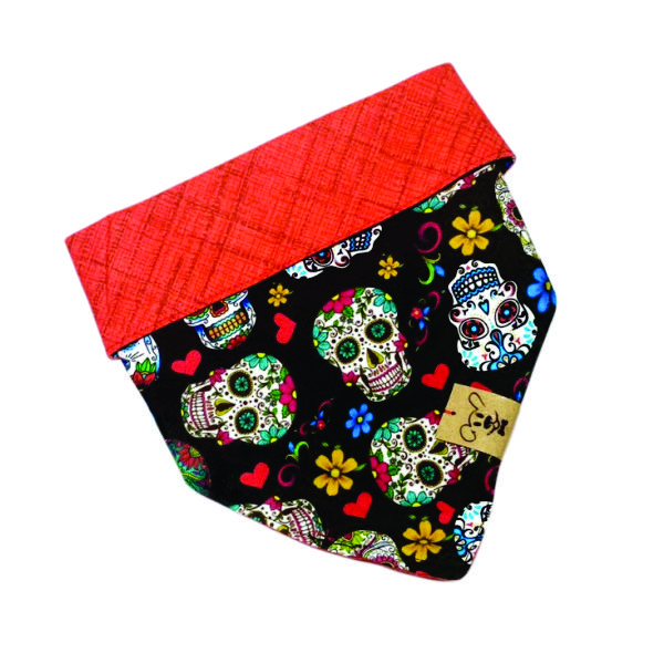 Bandana Dupla Face Caveira Para Pet