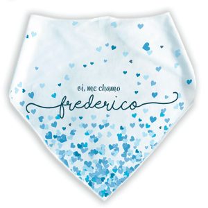 Bandana Personalizada Com o Nome do Pet - Corações Azuis