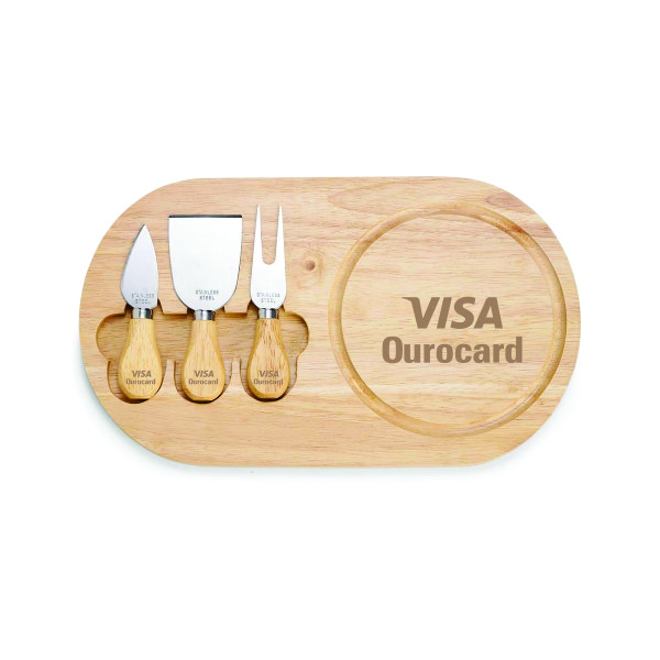 Kit Queijo em Madeira Personalizado