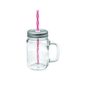Caneca de vidro com canudo Personalizada