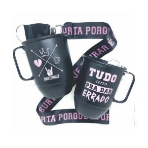 Canecas de alumínio personalizadas com cordão