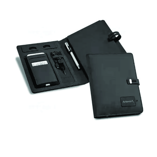 Caderno com powerbank personalizado