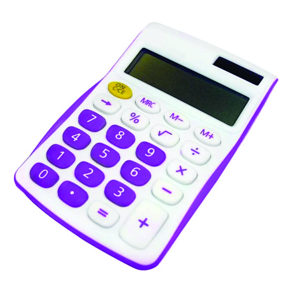 Calculadora Personalizada Branca e Roxa