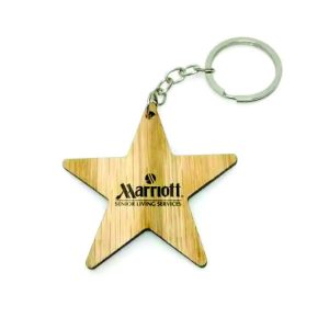 Chaveiro Madeira Forma De Estrela