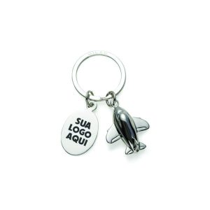 Chaveiro de metal avião com resina