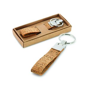 Chaveiro de metal e cortiça para brindes