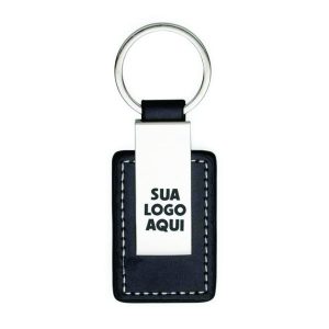 Chaveiro em metal e couro personalizado