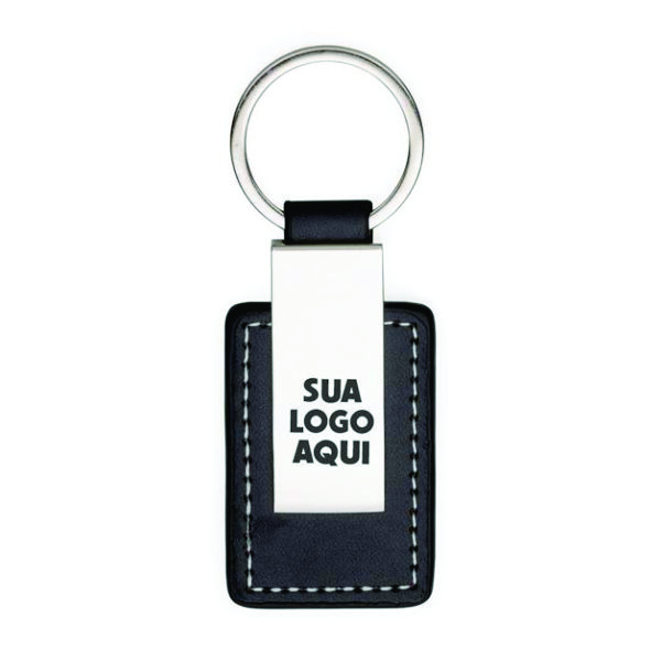 Chaveiro em metal e couro personalizado