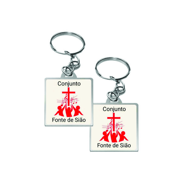 Chaveiro quadrado resinado personalizado