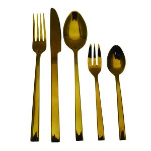 Conjunto de Talheres Dourado com Logo
