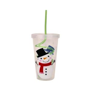 Copo com Canudo Personalizado de Natal