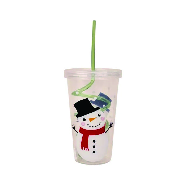 Copo com Canudo Personalizado de Natal