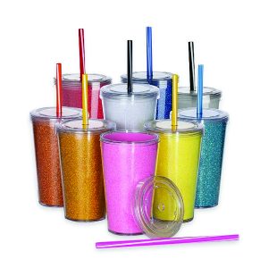 Copo com canudo de acrílico para festa