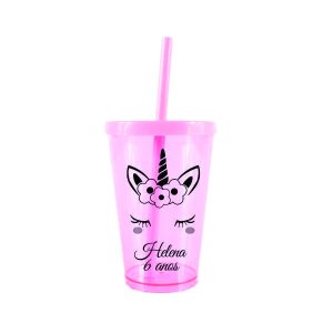 Copos Personalizados Canudo Unicórnio