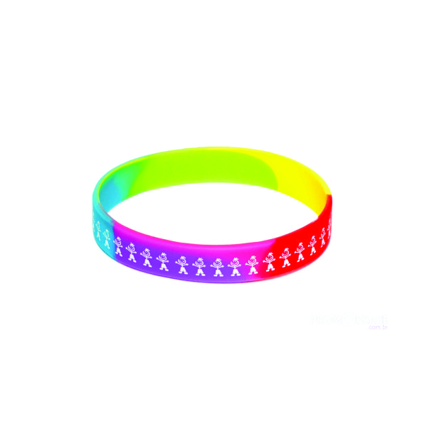 Pulseira de silicone segmentada em multicores