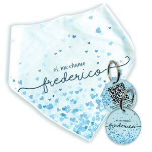 Kit- Bandana + Plaquinha com QR Code- Pet
