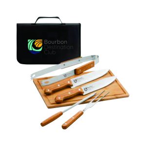 Kit Churrasco Com Tábua Faca e Garfo