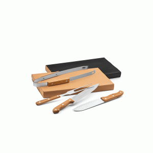 Kit churrasco Aço inox e madeira