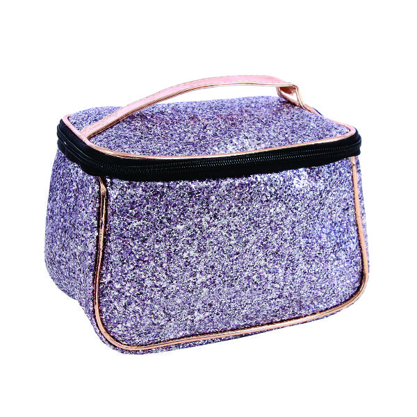 Necessaire Roxa Com Glitter Personalizada
