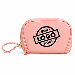 Necessaire Rosa de Couro Personalizada