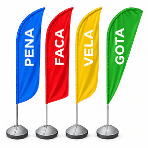 Wind Banner Personalizado Fly Flag Dupla Face 3m Completo