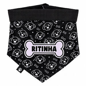 Bandana Com o Nome do Pet - Caveiras