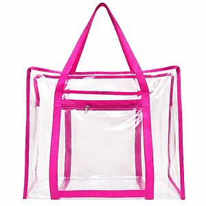 Ecobag em PVC Cristal Grande com Alças Rosas