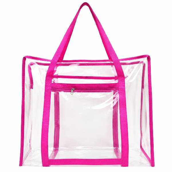 Ecobag em PVC Cristal Grande com Alças Rosas