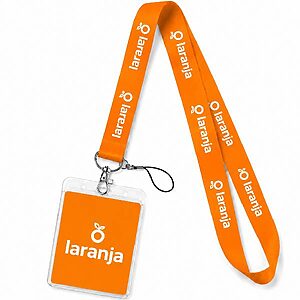 Cordão Para Crachá Personalizado Laranja
