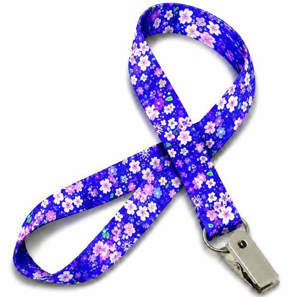 Cordão Para Crachá Roxo Florido