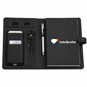 Caderno com powerbank personalizado
