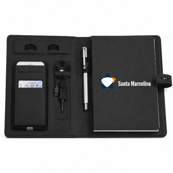 Caderno com powerbank personalizado