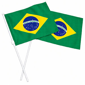 Bandeiras plásticas do Brasil com haste torcedor