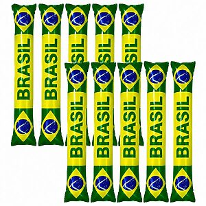 Kit 10 Bastão Plástico Inflável Brasil 7 De Setembro