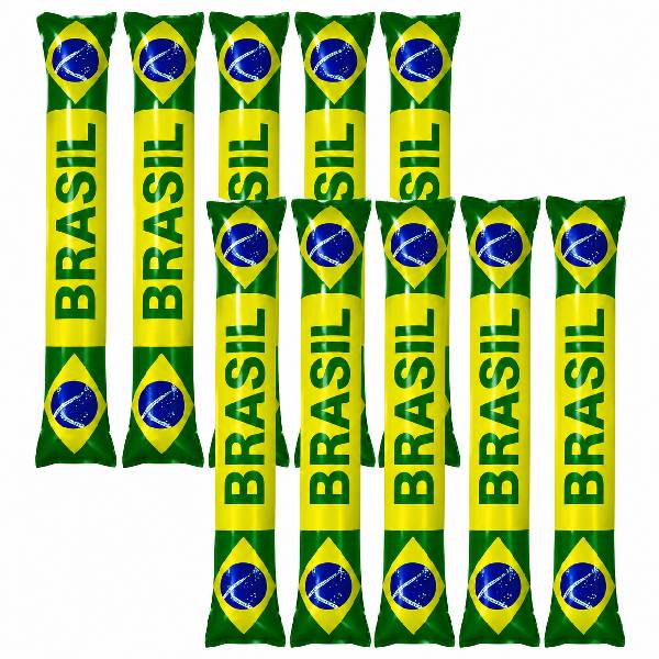 Kit 10 Bastão Plástico Inflável Brasil 7 De Setembro