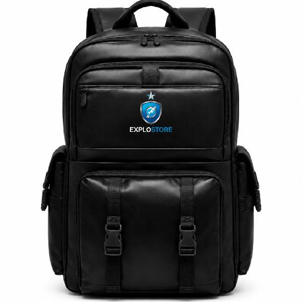 Mochila Couro com Plaquinha Personalizada