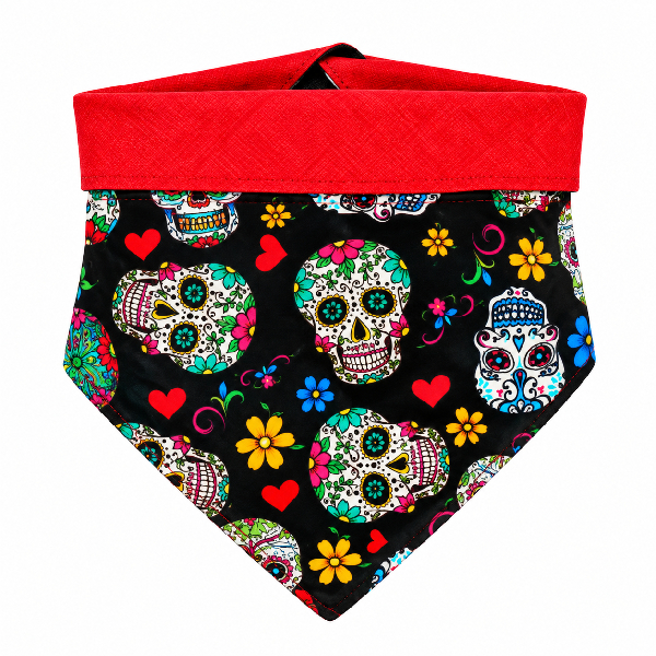 Bandana Dupla Face Caveira Para Pet