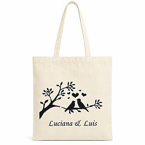 Sacola de Algodão de Casamento Personalizada