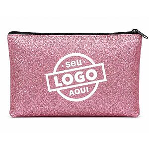 Necessaire Rosa Com Glitter
