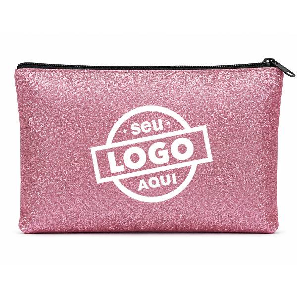 Necessaire Rosa Com Glitter