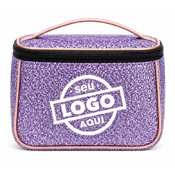 Necessaire Roxa Com Glitter Personalizada