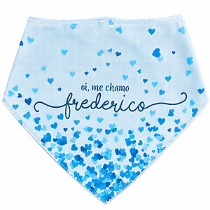 Bandana Personalizada Com o Nome do Pet - Corações Azuis