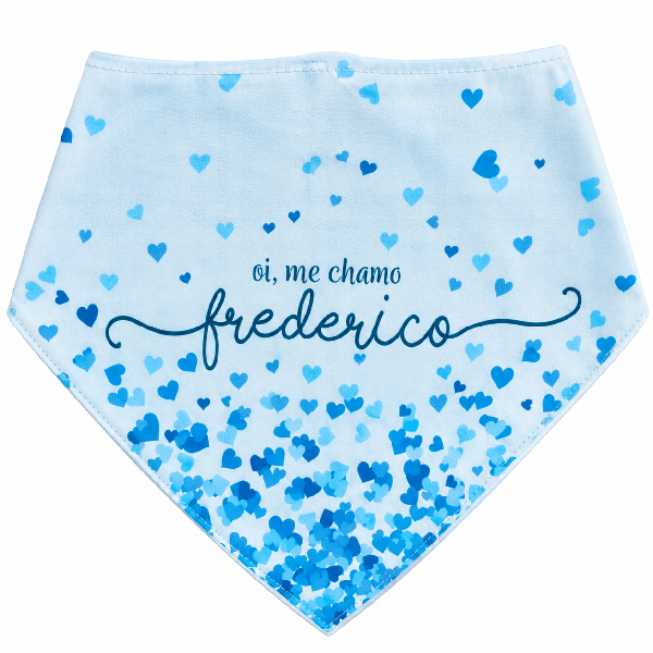 Bandana Personalizada Com o Nome do Pet – Corações Azuis