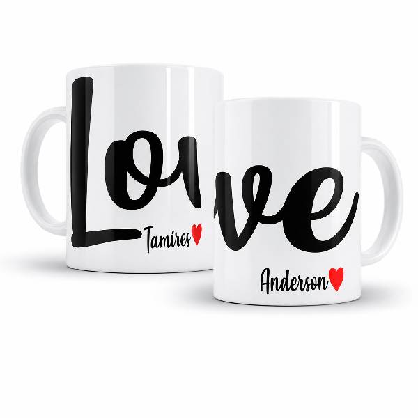 Caneca com nome casal personalizado